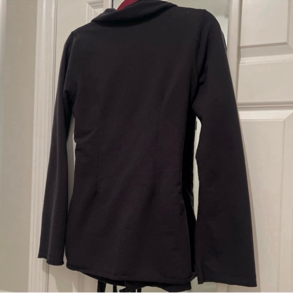 Lucky Brand raw hem open front Terry knit belted cardigan sweatshirt - Picture 8 of 13